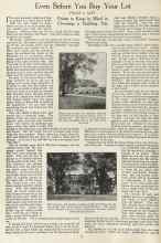 Better Homes & Gardens April 1923 Magazine Article: Even Before You Buy Your Lot