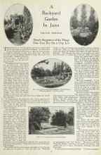 Better Homes & Gardens June 1923 Magazine Article: A Backyard Garden In June