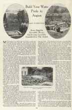 Better Homes & Gardens August 1923 Magazine Article: Build Your Water Pools in August