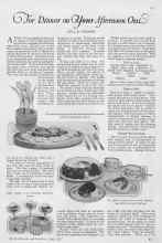 Better Homes & Gardens April 1927 Magazine Article: For Dinner on Your Afternoon Out