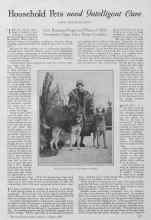 Better Homes & Gardens October 1927 Magazine Article: Household Pets need Intelligent care