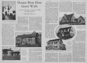 Better Homes & Gardens December 1927 Magazine Article: Houses Must Have Good Walls