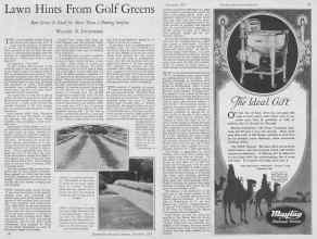 Better Homes & Gardens December 1927 Magazine Article: Lawn Hints From Golf Greens