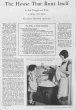Better Homes & Gardens February 1928 Magazine Article: The House That Runs Itself