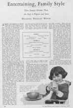 Better Homes & Gardens February 1928 Magazine Article: Entertaining, Family Style
