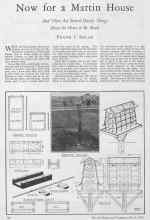 Better Homes & Gardens March 1928 Magazine Article: Now for a Martin House