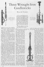Better Homes & Gardens March 1928 Magazine Article: Three Wrought Iron Candlesticks