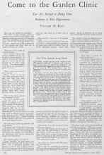 Better Homes & Gardens June 1928 Magazine Article: Come to the Garden Clinic