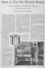 Better Homes & Gardens July 1928 Magazine Article: How to Use the Electric Range