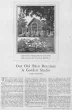Better Homes & Gardens August 1928 Magazine Article: Our Old Barn Becomes A Garden Studio