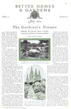 Better Homes & Gardens July 1929 Magazine Article: The Gardener's Venture