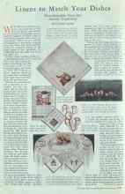 Better Homes & Gardens January 1930 Magazine Article: Linens to Match Your Dishes