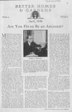 Better Homes & Gardens April 1930 Magazine Article: Are You Fit to Be an Ancestor?
