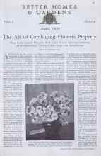 Better Homes & Gardens August 1930 Magazine Article: The Art of Combining Flowers Properly