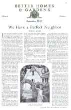 Better Homes & Gardens September 1930 Magazine Article: We Have a Perfect Neighbor