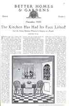 Better Homes & Gardens November 1930 Magazine Article: The Kitchen Has Had Its Face Lifted!