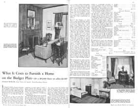 Better Homes & Gardens March 1931 Magazine Article: What It Costs to Furnish a Home on the Budget Plan--for a $10,000 house we allow $2,000