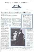 Better Homes & Gardens September 1931 Magazine Article: Behind the Scenes of Childhood Problems