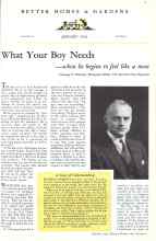 Better Homes & Gardens January 1932 Magazine Article: What Your Boy Needs