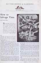 Better Homes & Gardens September 1932 Magazine Article: How to Salvage Time