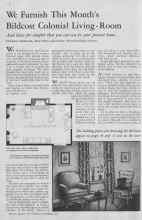 Better Homes & Gardens November 1932 Magazine Article: We Furnish This Month's Bildcost Colonial Living-Room
