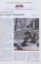 Better Homes & Gardens February 1933 Magazine Article: In February I Plan My Garden Hospitality