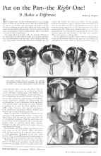 Better Homes & Gardens October 1933 Magazine Article: Put on the Pan--the Right One!