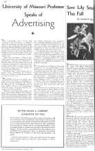 Better Homes & Gardens October 1935 Magazine Article: University of Missouri Professor Speaks of Advertising