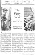 Better Homes & Gardens November 1935 Magazine Article: The Family Parasite