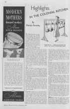 Better Homes & Gardens November 1936 Magazine Article: Highlights IN THE COLONIAL KITCHEN