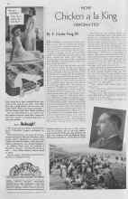 Better Homes & Gardens April 1937 Magazine Article: HOW Chicken a la King ORIGINATED
