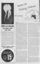 Better Homes & Gardens November 1937 Magazine Article: RECIPE FOR Writing Menus