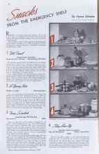 Better Homes & Gardens February 1938 Magazine Article: Snacks FROM THE EMERGENCY SHELF