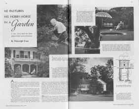 Better Homes & Gardens May 1938 Magazine Article: HE PASTURES HIS HOBBY-HORSE IN A garden