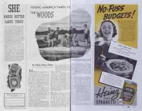 Better Homes & Gardens June 1938 Magazine Article: YOUNG AMERICA TAKES TO THE WOODS
