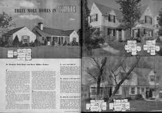 Better Homes & Gardens August 1939 Magazine Article: THREE MORE HOMES IN WHITE