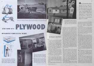 Better Homes & Gardens May 1941 Magazine Article: PLYWOOD AND NOW IT'S BUILDING'S BOUNCING BABY