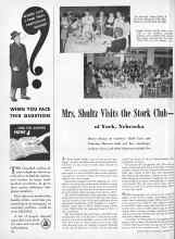 Better Homes & Gardens December 1944 Magazine Article: Mrs. Shultz Visits the Stork Club--of York, Nebraska