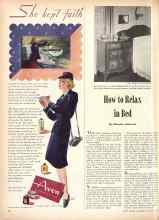 Better Homes & Gardens February 1945 Magazine Article: How to Relax in Bed