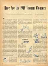 Better Homes & Gardens September 1946 Magazine Article: Here Are the 1946 Vacuum Cleaners