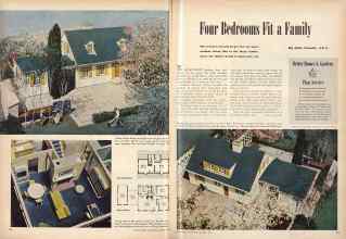 Better Homes & Gardens January 1947 Magazine Article: Four Bedrooms Fit a Family