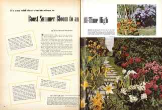 Better Homes & Gardens July 1947 Magazine Article: It's is easy with these combinations to Boost Summer Bloom to an All-Time High