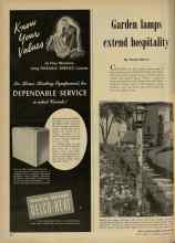 Better Homes & Gardens October 1947 Magazine Article: Garden lamps extend hospitality