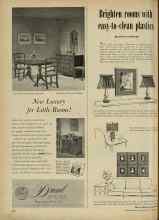 Better Homes & Gardens October 1947 Magazine Article: Brighten rooms with easy-to-clean plastics