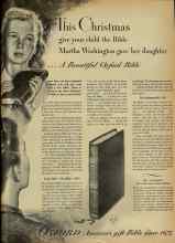 Better Homes & Gardens November 1947 Magazine Article: This Christmas give your child the Bible Martha Washington gave her daughter