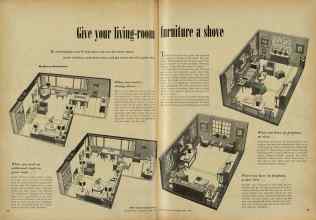 Better Homes & Gardens April 1948 Magazine Article: Give your living-room furniture a shove