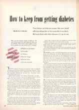 Better Homes & Gardens October 1948 Magazine Article: How to keep from getting diabetes