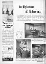 Better Homes & Gardens November 1948 Magazine Article: One big bedroom will fit three boys