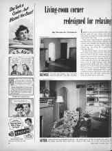 Better Homes & Gardens March 1949 Magazine Article: Living-room corner redesigned for relaxing