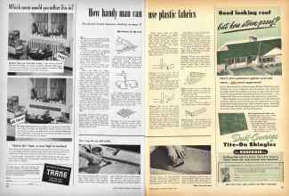 Better Homes & Gardens March 1949 Magazine Article: How handy man can use plastic fabrics